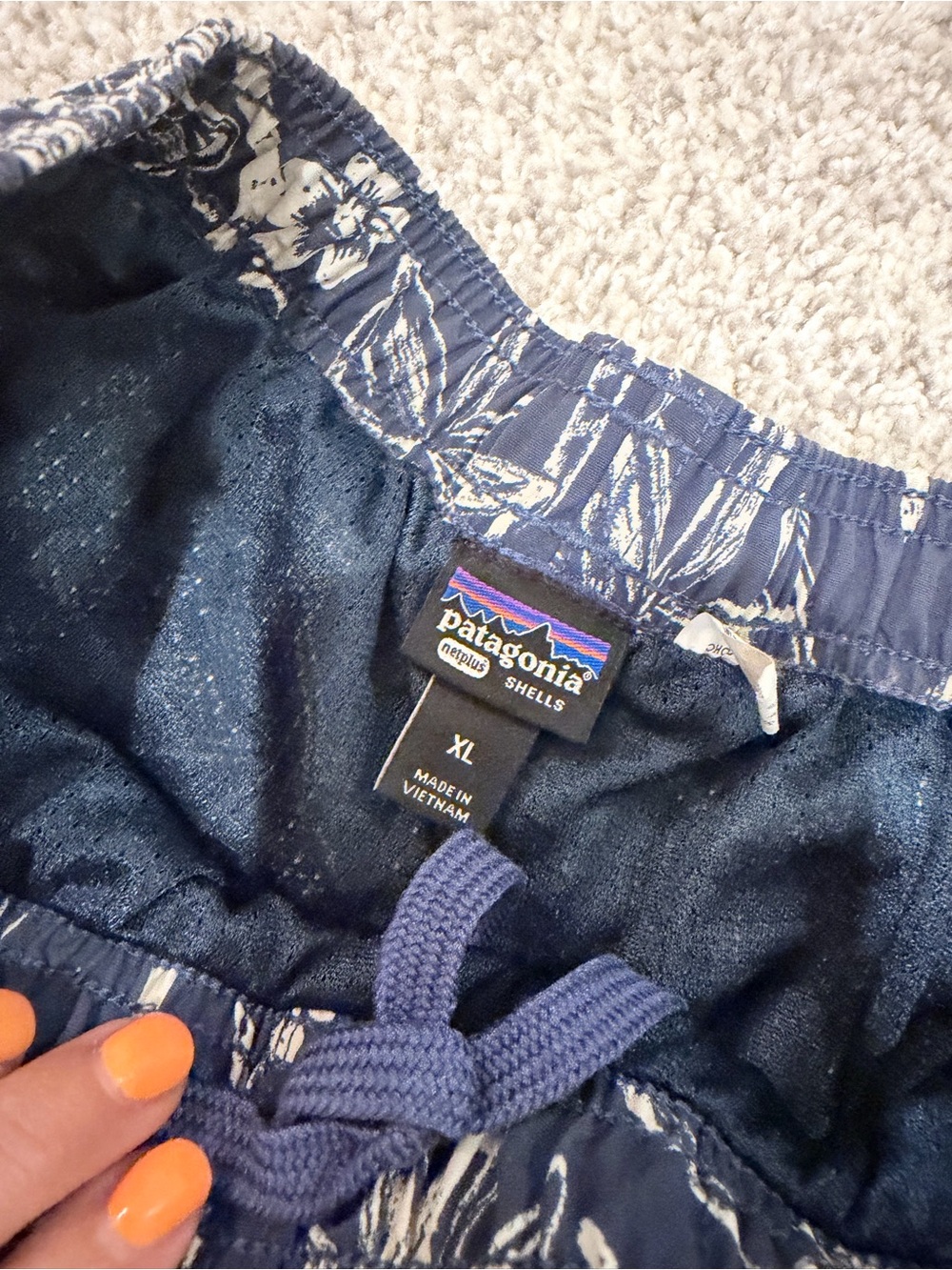 Boy’s Patagonia Navy Floral Swim Shorts - Picture 4 of 4